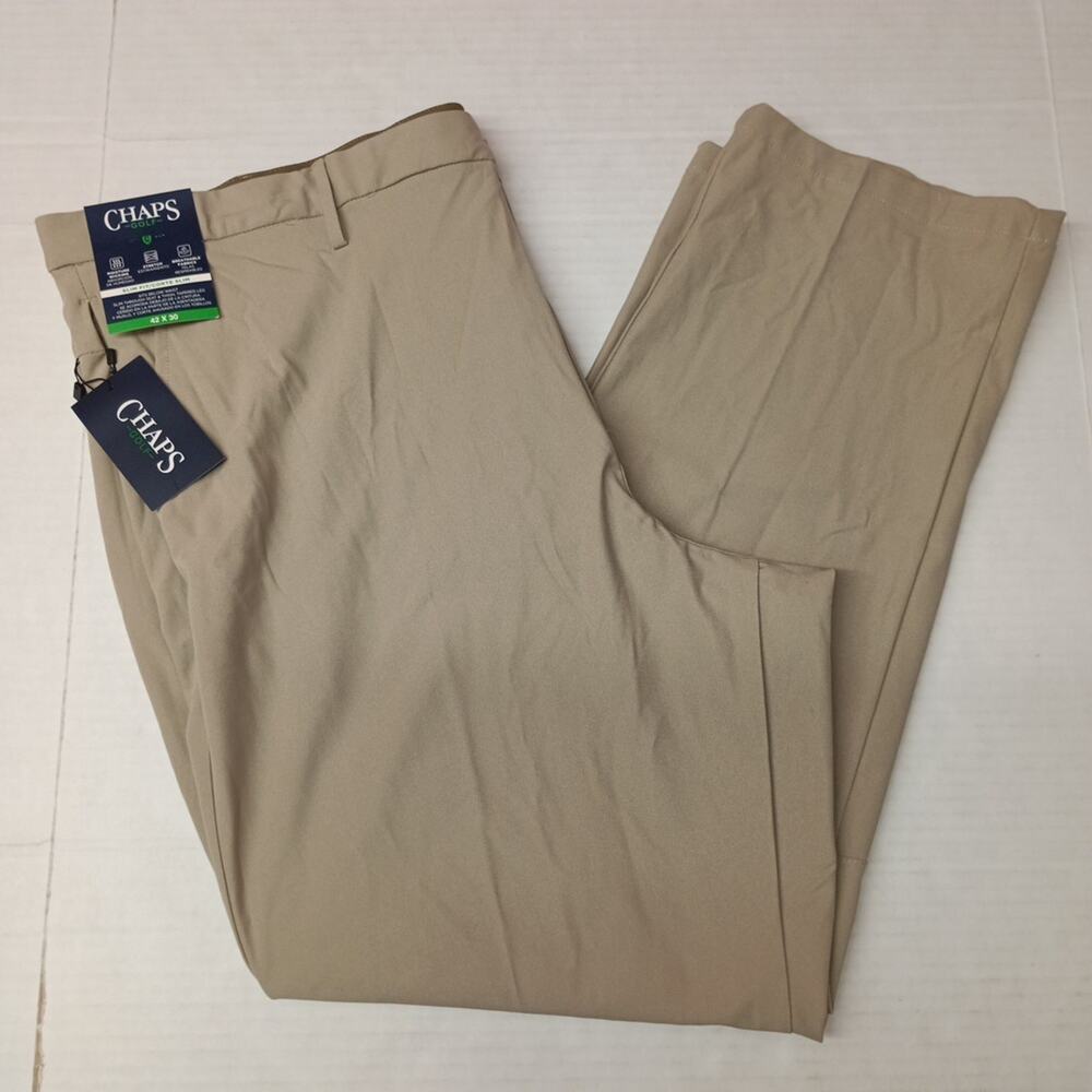 Chaps Golf‎ Slim Fit Pants Mens 42x30 Khaki Stretch Waistband